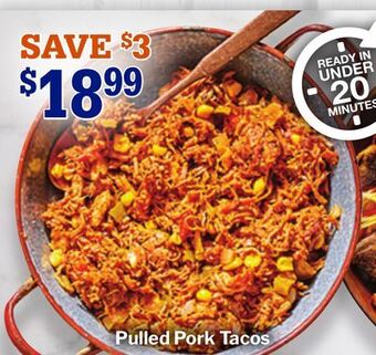 M & M Food Market Pulled pork tacos offer