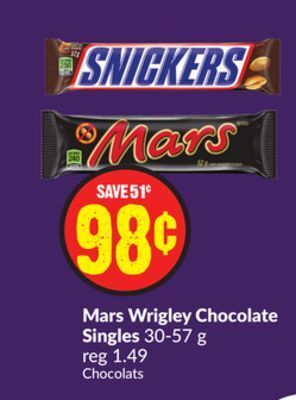 Chalo FreshCo Mars wrigley chocolate singles 30-57 g offer
