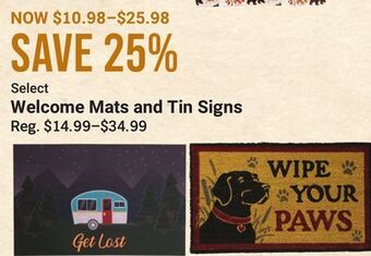 Bass Pro Select welcome mats and tin signs offer