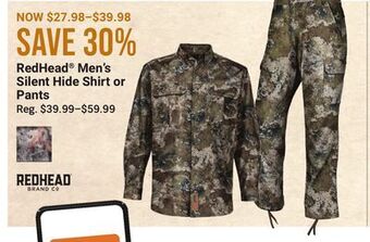 Bass Pro Redhead men's silent hide shirt or pants offer