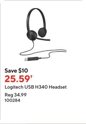 Staples Logitech usb h340 headset offer