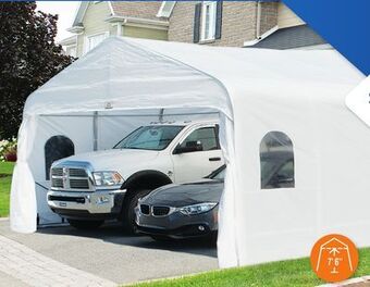 Canac Deluxe double car shelter offer