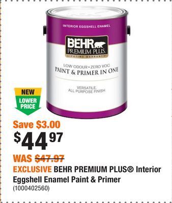 Home Depot Exclusive behr premium plus interior eggshell enamel paint & primer offer
