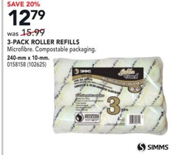 RONA Simms 240-mm x 10-mm. 3-pack roller refills offer