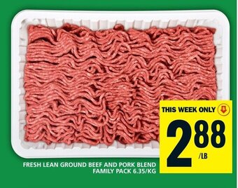 Food Basics FRESH LEAN GROUND BEEF AND PORK BLEND FAMILY PACK 6.35/KG offer
