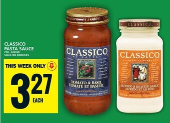 Food Basics CLASSICO PASTA SAUCE 218-650 ML offer