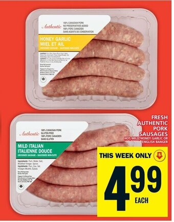 Food Basics FRESH AUTHENTIC PORK SAUSAGES offer