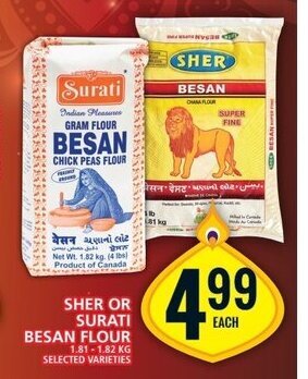 Food Basics SHER OR SURATI BESAN FLOUR 1.81-1.82 KG offer