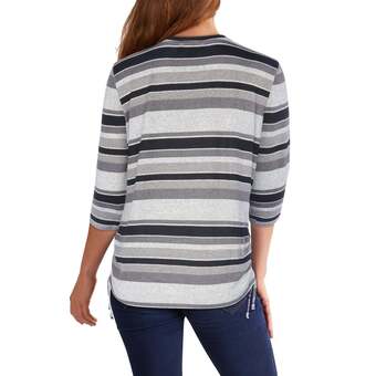 Giant Tiger Classic editions women's classic flair 3/4 sleeve striped snit top offer