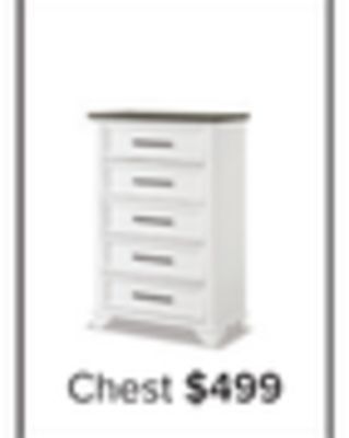 Leon's Abigail 5 drawer chest - white and grey offer