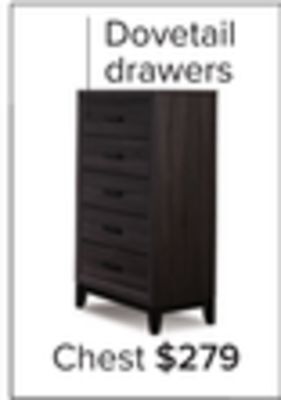 Leon's Fog 5 drawer chest - grey, black offer
