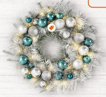 Home Depot Wreath 5 - hah 26in flocked wreath w/ blue & silver balls offer