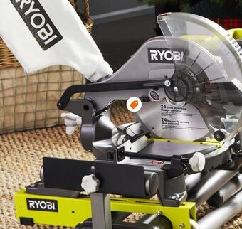 Home Depot Ryobi 14-amp 10-inch compound mitre saw with led offer