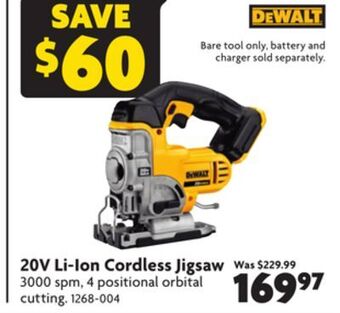 Home Hardware 20v li-ion cordless jigsaw offer