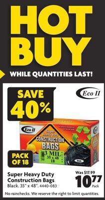 Home Hardware Super heavy duty construction bags offer
