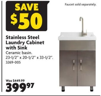 Home Hardware Stainless steel laundry cabinet with sink offer