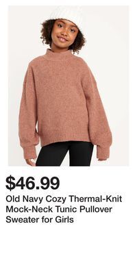 Old Navy Old navy cozy thermal-knit mock-neck tunic pullover sweater for girls offer