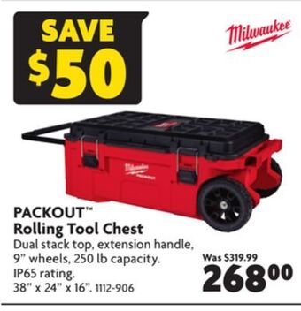 Home Hardware Packout rolling tool chest offer