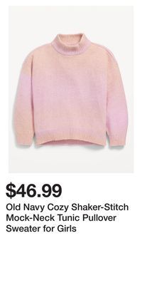 Old Navy Old navy cozy shaker-stitch mock-neck tunic pullover sweater for girls offer