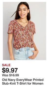 Old Navy Old navy everywear printed slub-knit t-shirt for women offer