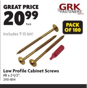 Home Hardware Low profile cabinet screws offer