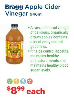 Nature's Source and Nature's Signature Bragg apple cider vinegar 946ml offer