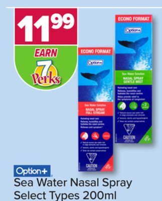PharmaChoice Option+ sea water nasal spray offer