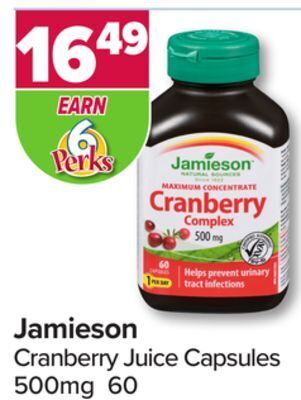 PharmaChoice Jamieson cranberry juice capsules offer