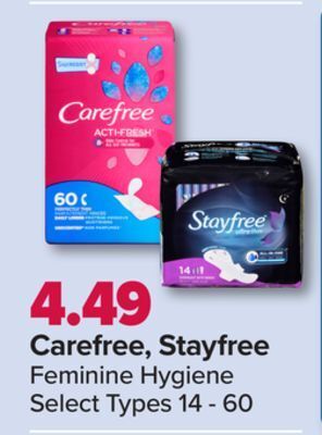 PharmaChoice Carefree, stayfree feminine hygiene offer