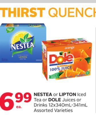 Rexall Nestea or lipton iced tea or dole juices or drinks offer