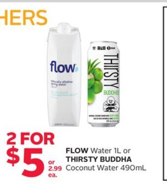 Rexall Flow water 1l or thirsty buddha coconut water 490ml offer