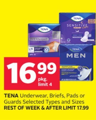 Rexall Tena underwear, briefs, pads or guards offer