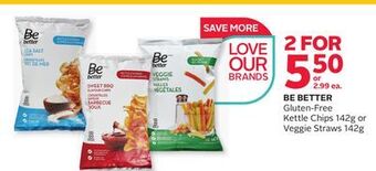 Rexall Be better gluten-free kettle chips 142g or veggie straws 142g offer