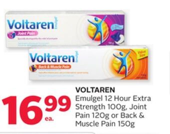 Rexall Voltaren emulgel 12 hour extra strength 100g, joint pain 120g or back & muscle pain 150g offer