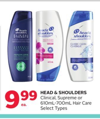 Rexall Head & shoulders clinical, supreme or 610ml-700ml hair care offer