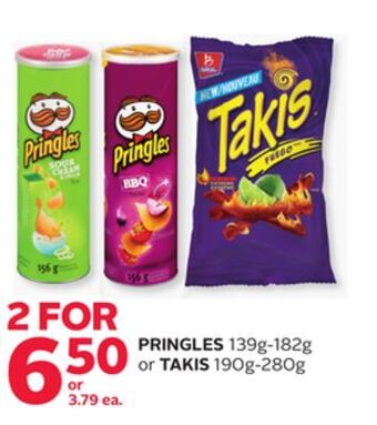 Rexall Pringles 139g-182g or takis 190g-280g offer