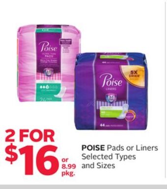 Rexall Poise pads or liners offer