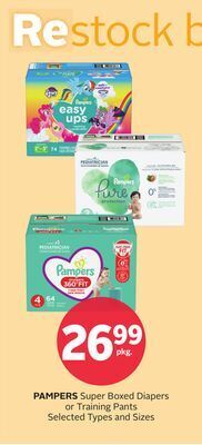 Rexall Pampers super boxed diapers or training pants offer