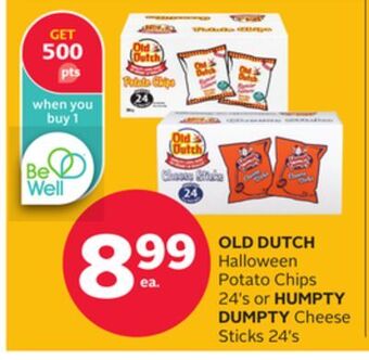 Rexall Old dutch halloween potato chips 24' s or humpty dumpty cheese sticks 24' s offer