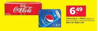 Rexall Coca-cola or pepsi regular or diet 12x355ml offer