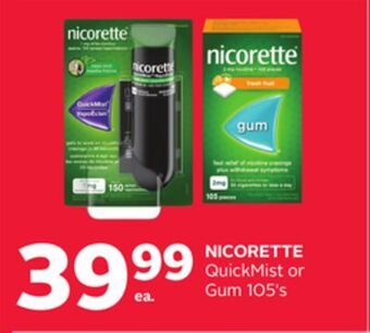 Rexall Nicorette quickmist or gum 105's offer