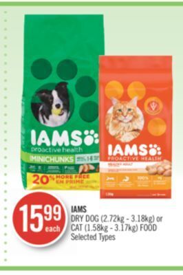 Shoppers Drug Mart Iams dry dog (2.72kg - 3.18kg) or cat (1.58kg - 3.17kg) food offer