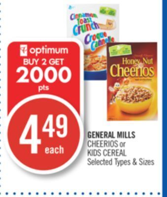 Shoppers Drug Mart General mills cheerios or kids cereal offer
