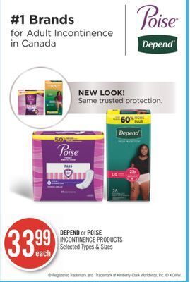 Shoppers Drug Mart Depend or poise incontinence products offer