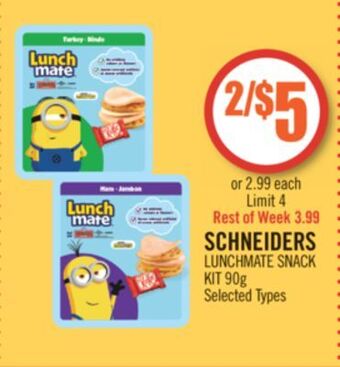 Shoppers Drug Mart Schneiders lunchmate snack kit offer