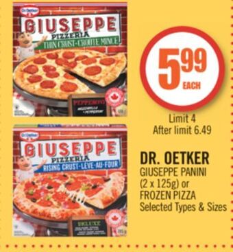 Shoppers Drug Mart Dr. oetker giuseppe panini or frozen pizza offer