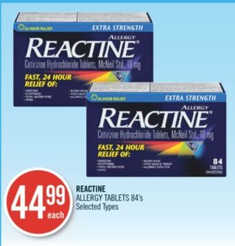 Shoppers Drug Mart Reactine allergy tablets 84's offer
