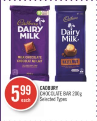 Shoppers Drug Mart Cadbury chocolate bar offer
