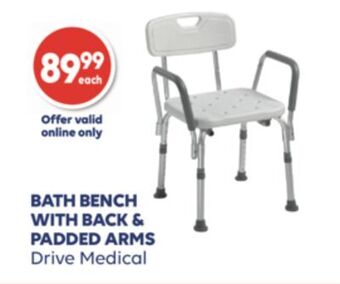Wellwise by Shoppers Drive medical bath bench with back & padded arms offer
