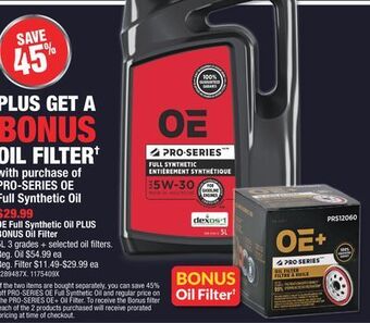 PartSource Oe full synthetic oil plus bonus oil filter offer